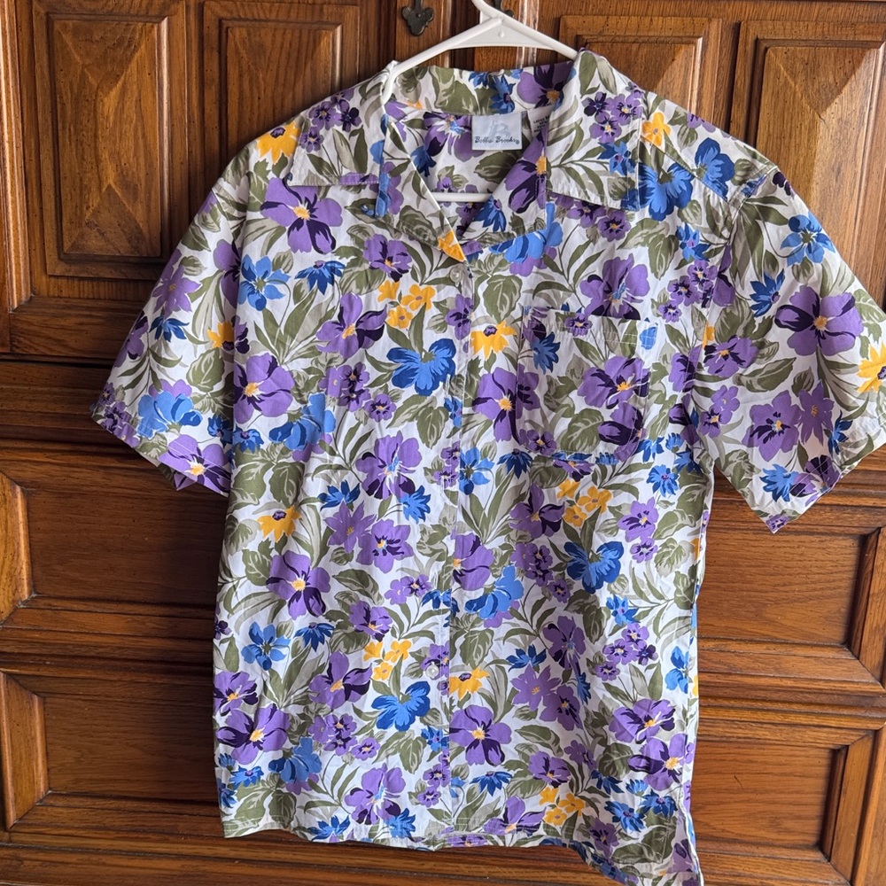 Bobbie‎ Brooks Floral Men's Shirt - Purple, Blue, Yellow